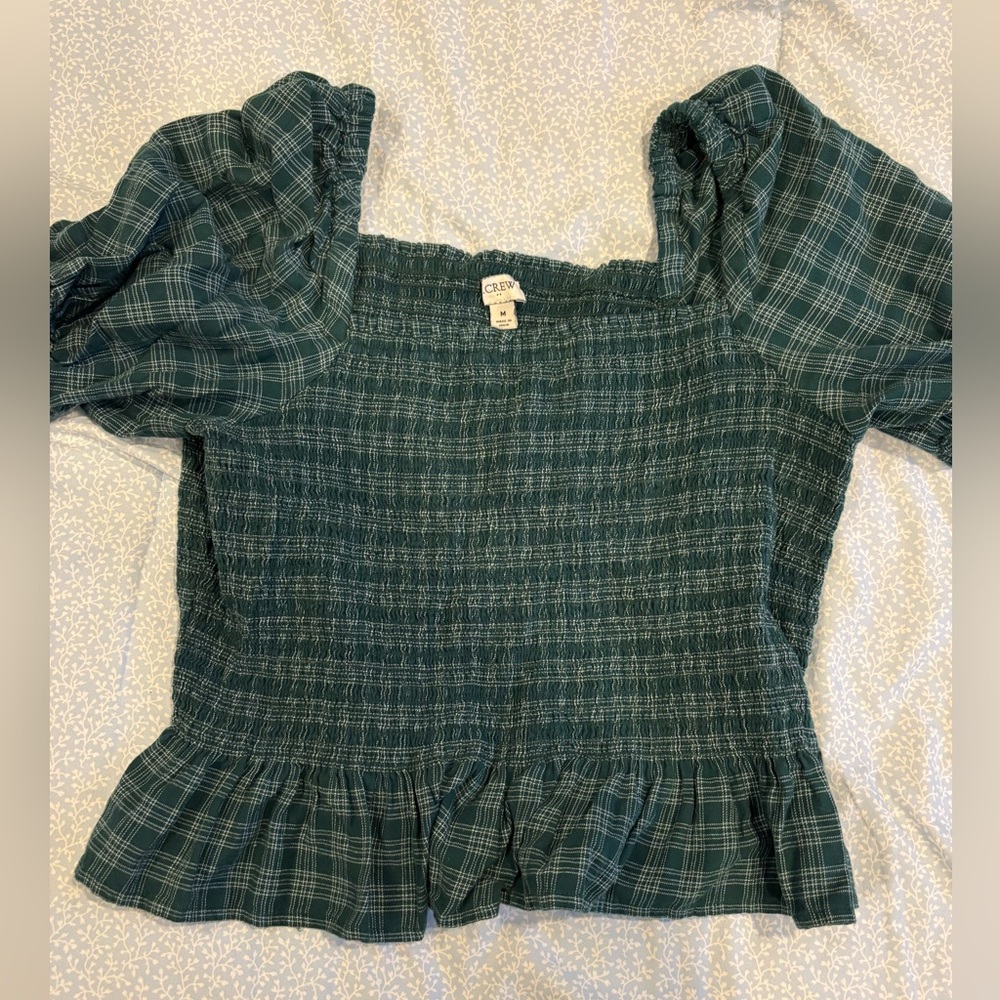 J. Crew - Teal Checkered Blouse